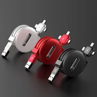 

2019 Hot Selling Cafele 3 in 1 Retractable Micro USB Cable Customized Logo Mobile Phone Fast Charging Data Line Cables