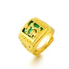 Fashion Vintage Rings For Men 24K Gold Color Lucky Wealthy Peace Pattern Women Ring Ethnic Jewelry