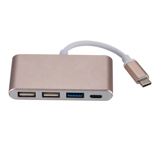 

Usb 3.1 Type-C To 4 Port Usb 3.0 2.0 Hub Thunderbolt 3 Usb-C Hub Type C port PD charging Adapter For Macbook Pro, Silver;gold