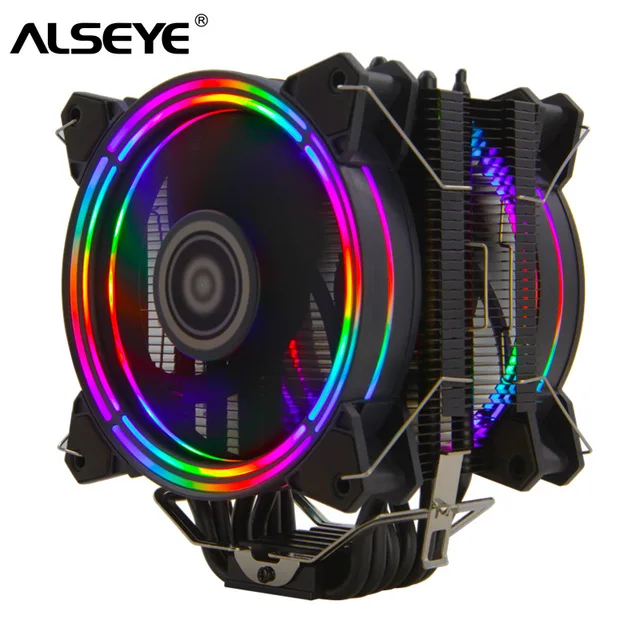 ALSEYE H120D cpu air cooler RGB Fan 120mm PWM 4 Pin 6 Heat Pipes Cooler for LGA 775 115x 1366 2011 AM2+ AM3+ AM4