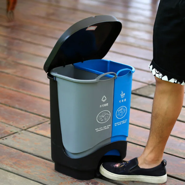 

china supplier 20L outdoor pressing type sortable classified recycling double trash cans, Customized