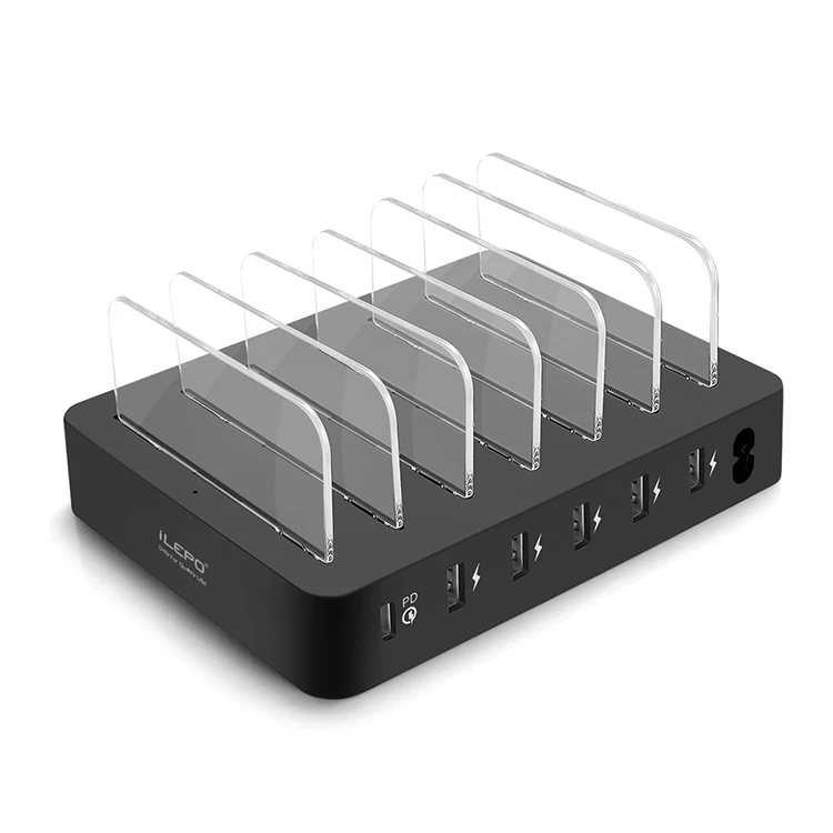 

ilepo 105W USB-C Charging Station including 60W PD Charger and 45W 5-Port USB Chargers for All USB-C Laptop Cell Phone Tablet, Grey