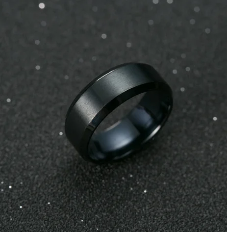 

2021 hot sale Ring Men Titanium Black 8MM mirror stainless steel ring