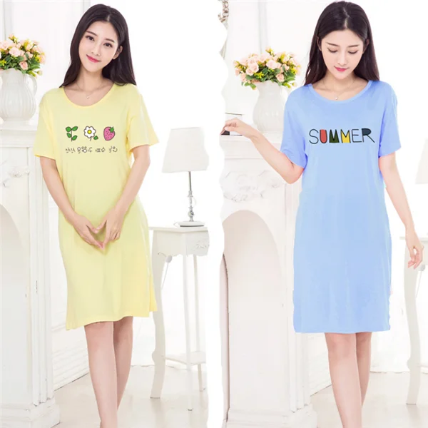 New 13colors cute nighty Wholesale Chinese short Sleeve Women night Pajamas dress high quality nightgown
