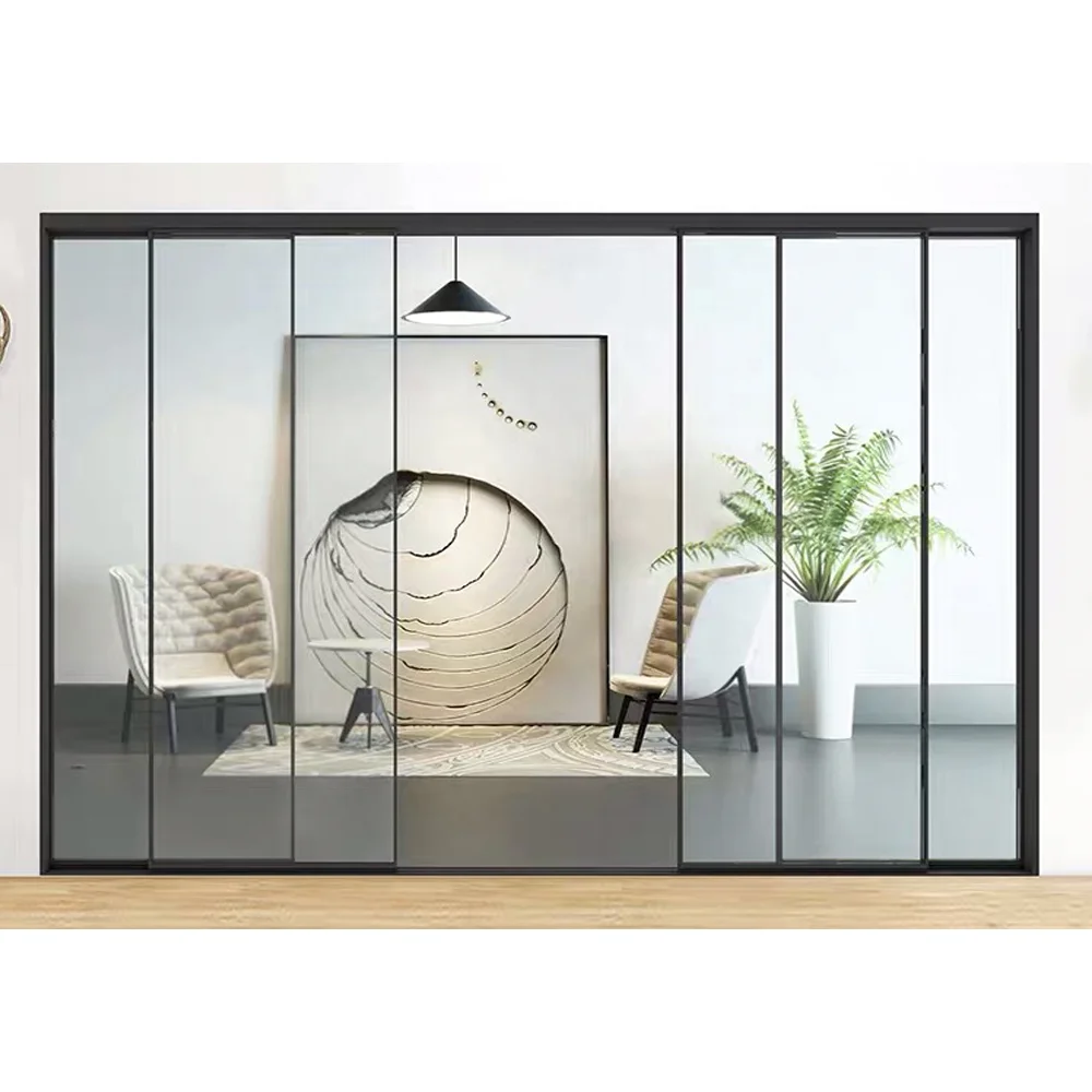 
Slim aluminum frame tempered glass sliding door made in China with Malaysia price 