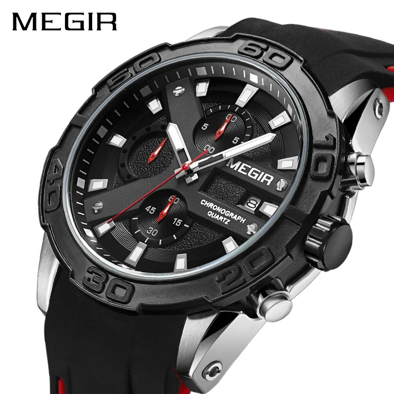 

MEGIR Fashion Sport Men Watch Relogio Masculino Brand Silicone Army Military Watches Clock Men Quartz Wrist Watch, 4 colors