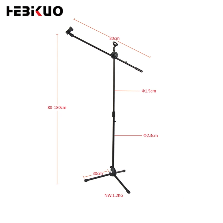 

HEBIKUO M-200 Metal high quality adjustable hot sell microphone stand microphone rack, Black