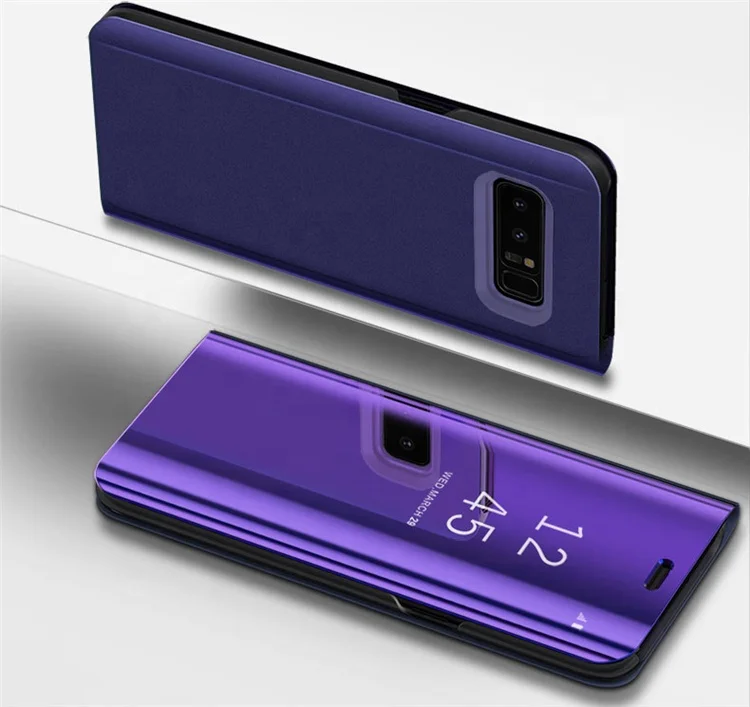 

Plating Mirror Clear View Flip Smart Window Touch Stand Leather Case Phone Cover For Samsung Galaxy S9 S9 Plus, Blue/red/yellow/purple/pink/green