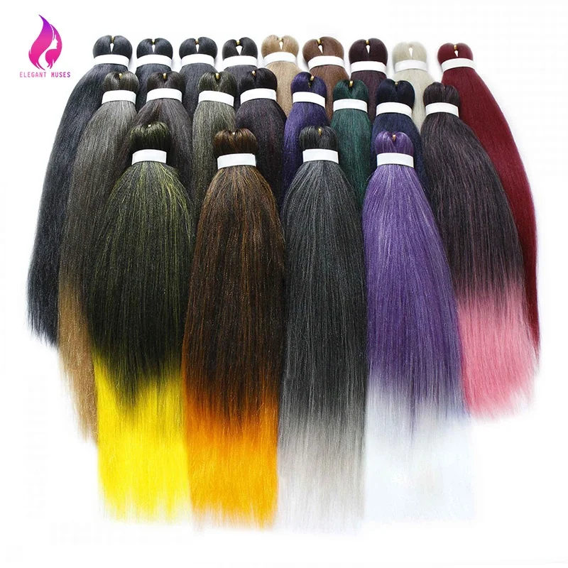

ombre Easy Braids synthetic crochet pre stretched EZ braiding hair extensions for african women, Pure color, ombre color