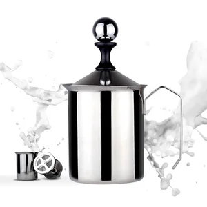 Image of Amazon Hot Sale High Quality 400cc 14-Ounce Capacity 304 Stainless Steel Coffee Machine Handheld Milk Frother