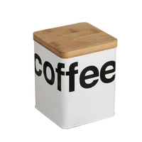 

Coffee Tea rice food Tin airtight storage jar set Big empty Bamboo lid Iron Canister Square Metal Caddy Container Solid box