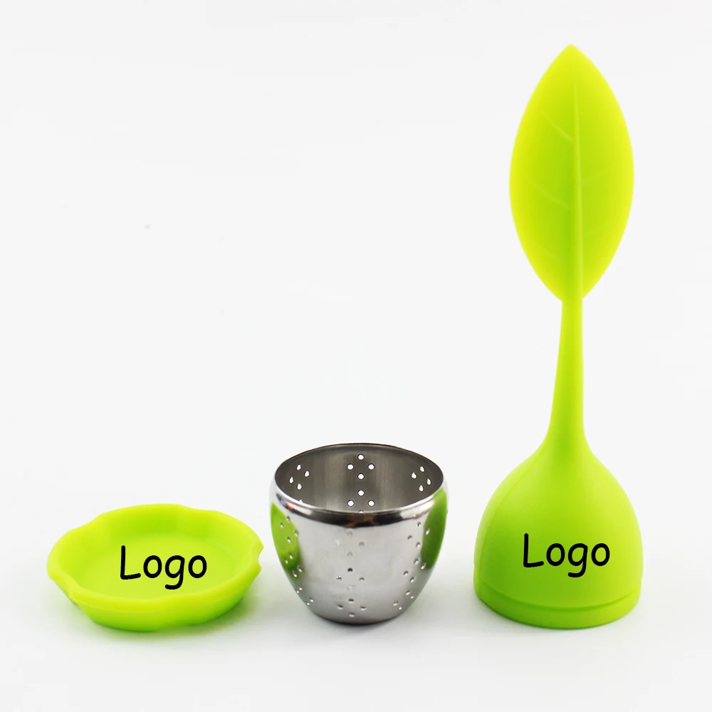 

Hot sale Promotion Custom Food grade silicone Leaf Shape Tea Infuser,stainless steel tea bag strainer, Customized