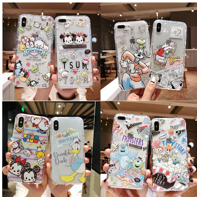 

Ultra Slim Soft TPU Toy Story Case for iPhone X Xs Max Xr 6 6s 7 8 Buzz Light year Aliens Woody Goofy Mickey, Clear