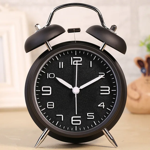 4" Twin Bell Alarm Clock with Stereoscopic Dial, Backlight, Battery Operated Loud Alarm Clock