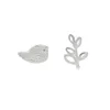 Cute bird and branch silver drawing silver earring stud sets for women