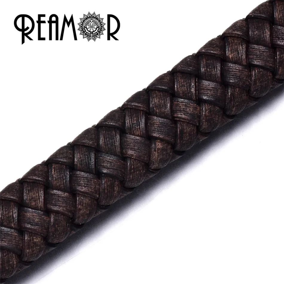 

REAMOR 10*5mm Wide Genuine Braided Leather Rope Vintage 2 Colors String Cord For Jewelry Making Craft Jewelry Accessories