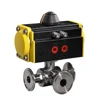 COVNA DN40 1.5 inch 3 Way L Port Tri Clamp Connection SS316 Single Acting Pneumatic Actuator Sanitary Ball Valve