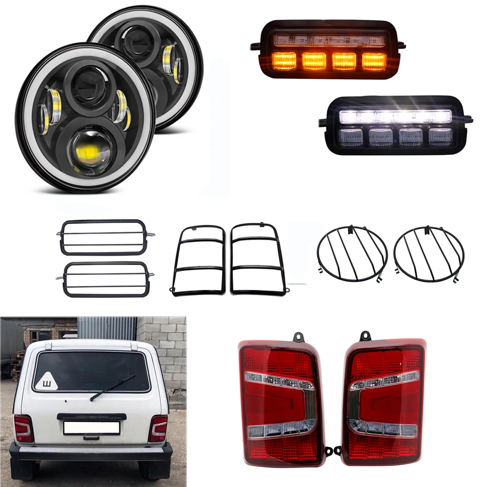 For Lada Niva 4X4 LED Daytime Running Lights Smoke/Red Rear Tail Light Auto Car Led Lighting Wholesale With Brackets