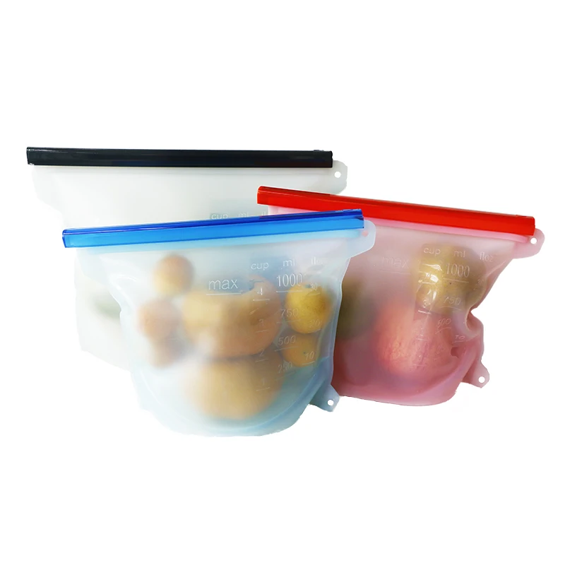 

Silicone food fresh bags reusable silicone food storage bag, Customized color