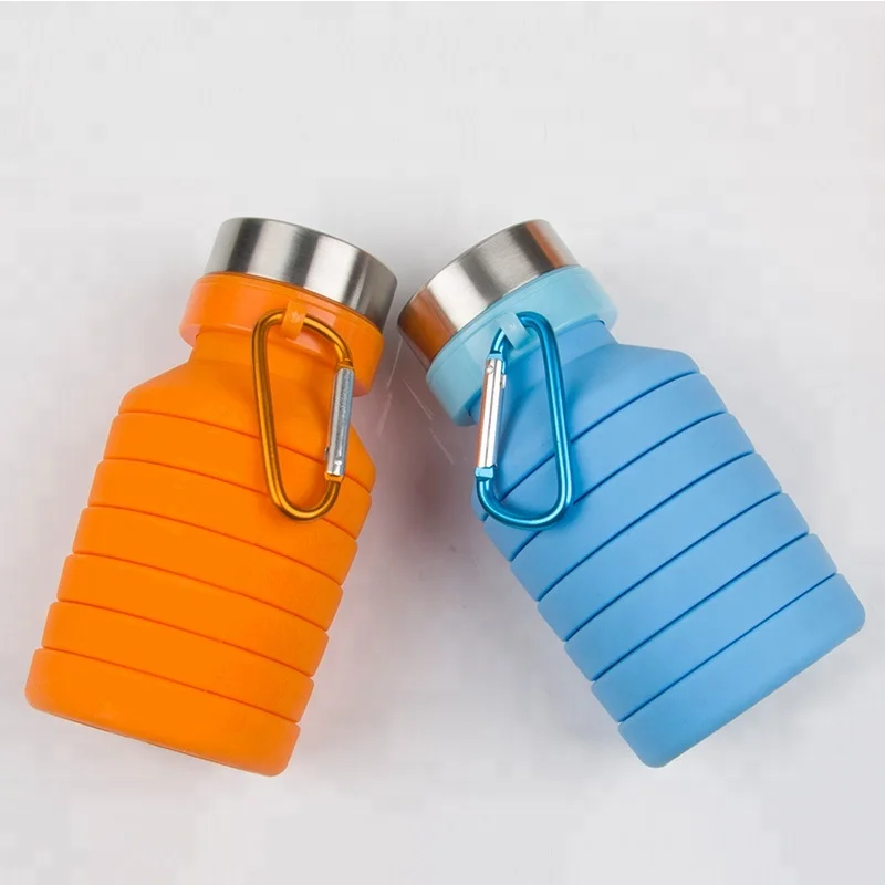 

550ml Collapsible Water Bottle BPA Free, FDA Approved Food-Grade Silicone Portable Leak Proof Travel Water Bottle, Can be customized