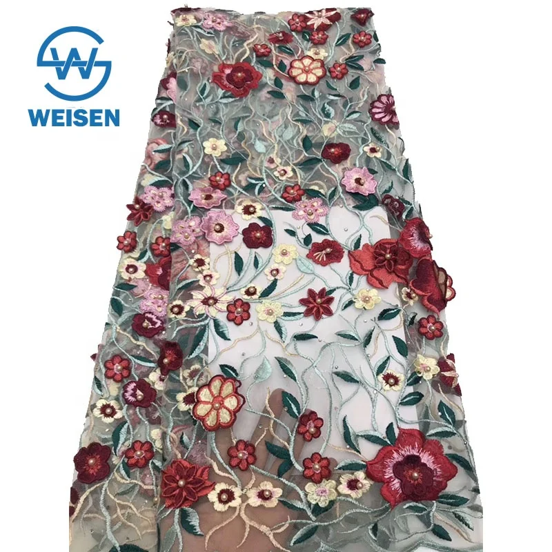 

Bead Lace 2019 Mesh 3d Embroidered Applique Flower Embroidery Tulle Fabric, N/a