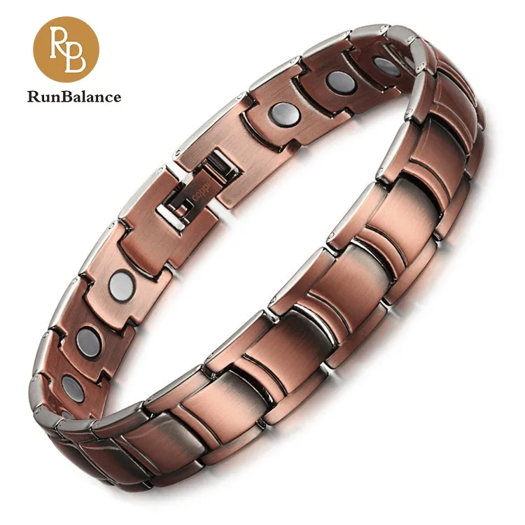 

RunBalance 1 Day Delivery Wholesale engraved logo rose gold arthritis men copper bracelet with magnet