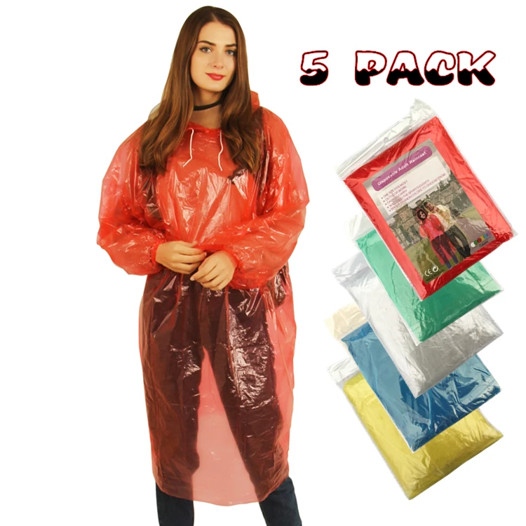 

Rain Proof Clear Raincoat Amazon PE Transparent Disposable Raincoat, Yellow,red,blue,green,purple