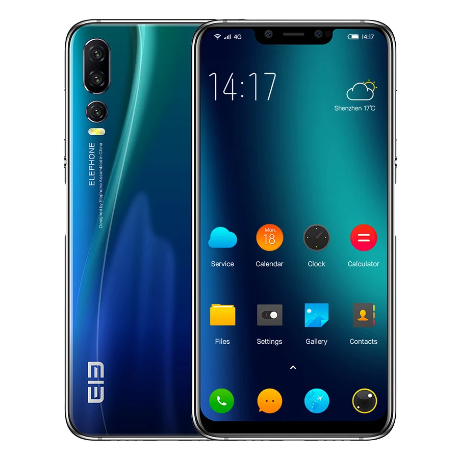 Best rated 5 cameras smartphone Elephone A5 6.18 inch 2K screen MTK6771 Octa Core 4GB+64GB 20MP 4000mah Android 8.1 4G mobile