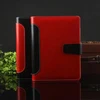 stitching cover A5 size PU leather personal planner with six ring and pen holder notebook
