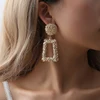 American Style Exaggerated Gold Metal Heavy Dangle Drop Earrings for Women
