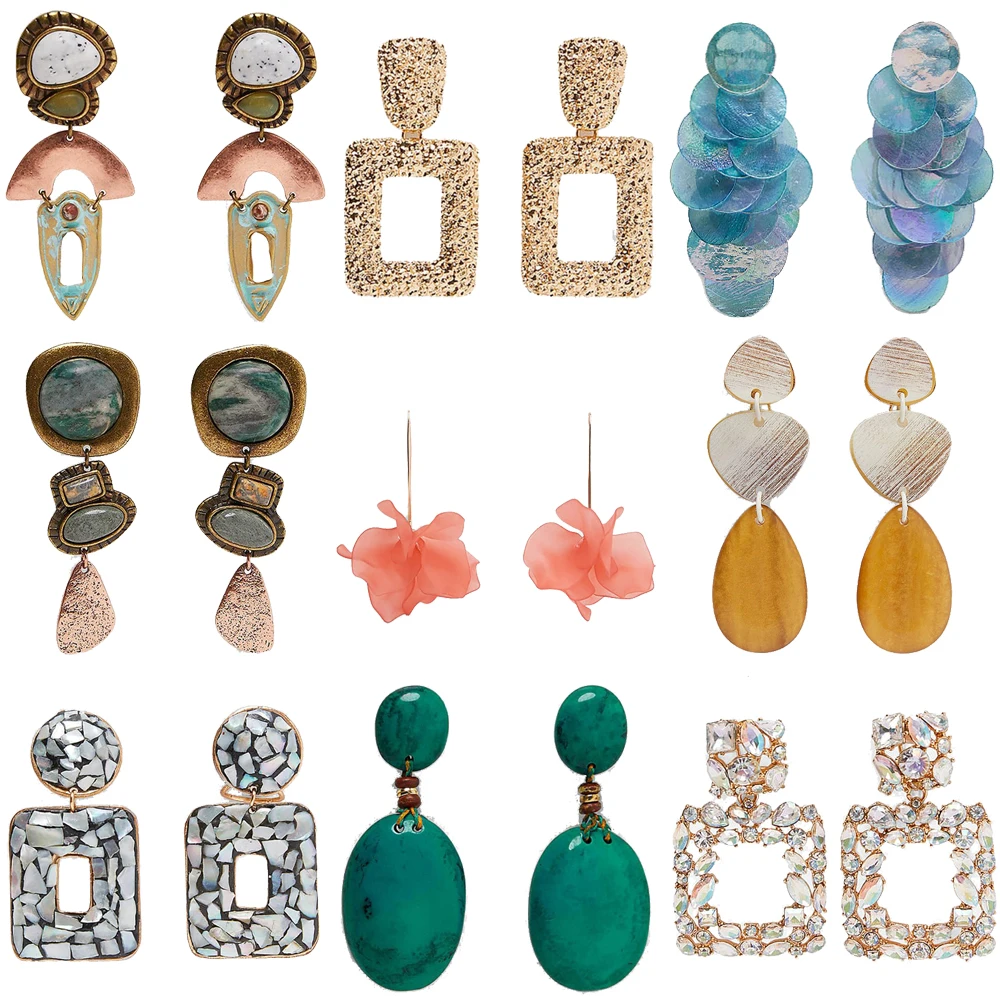 

Barlaycs Fashion Statement Vintage Geometric Round Gold Plated Big Hoop Stud Earrings for Women Jewelry