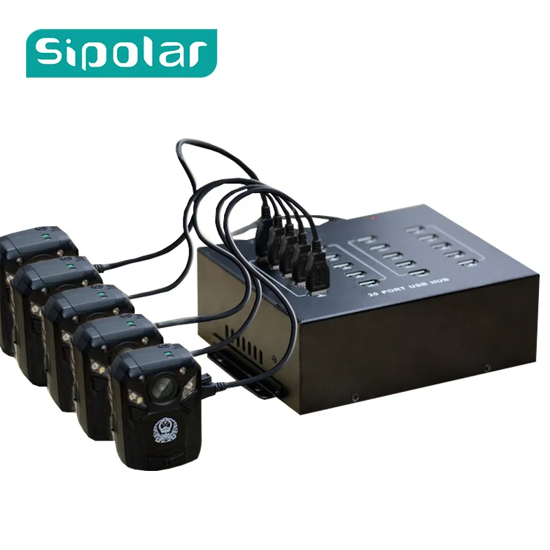 

Metal 20 port sipolar a-210powered usb3.0 phone charging hub quick charge3.0 hub for body camera,DV,3G model, Black