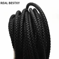 

Custom Wholesale Fashion Italian 6mm black Round Braided Leather Cord For Bracelet Making custom leather cords factory sale