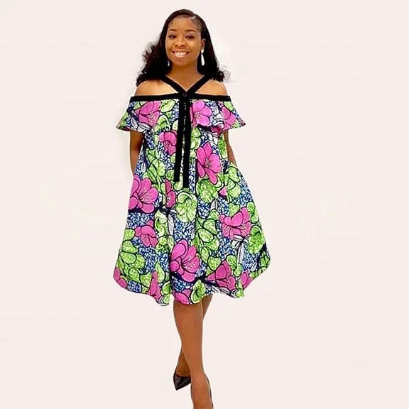 

Dongguan Aiyan Garment Wax 100% Cotton African Apparel For Women Ready Made African Sexy Kitenge Dress, As pictures& customized