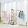 garment display showcase wood Slat Wall Shelving male sport clothes display rack