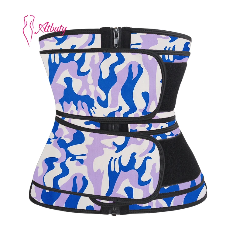 

ATBUTY Woman Waist Trainer Corset Shapers Latex Double Belt with Logo, As shown