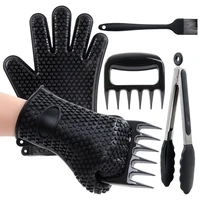 

Hot selling Kitchen Grill Meat Claws BBQ Grill Accessories silicone Tool Set With Gloves and Claws