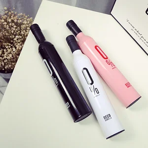 Image of New design personalized customized gift advertising windproof sun umbrella 3 folding wine shape Bottle Umbrella
