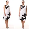Hot Selling Ladies Plus Size Bodycon Dress Factory Price Big Size Knit Shift Dress With Round Neck Butterfly Pattern