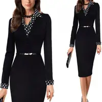 

251744 printed dot Cotton Women Business Dress Suit for Work Business Office