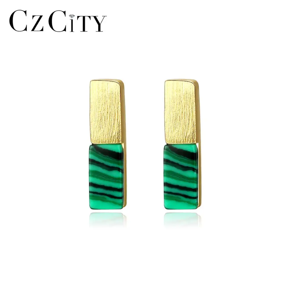 

CZCITY Pure Brush 925 Sterling Silver Post Dainty Mini Bar Stud Earrings for Women Fine Jewelry Created Turquoise Brincos