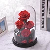Hot Sale Large Multiple Red Roses Preserved Red Eternal Flower With Glass Cover For Valentine's Day Present