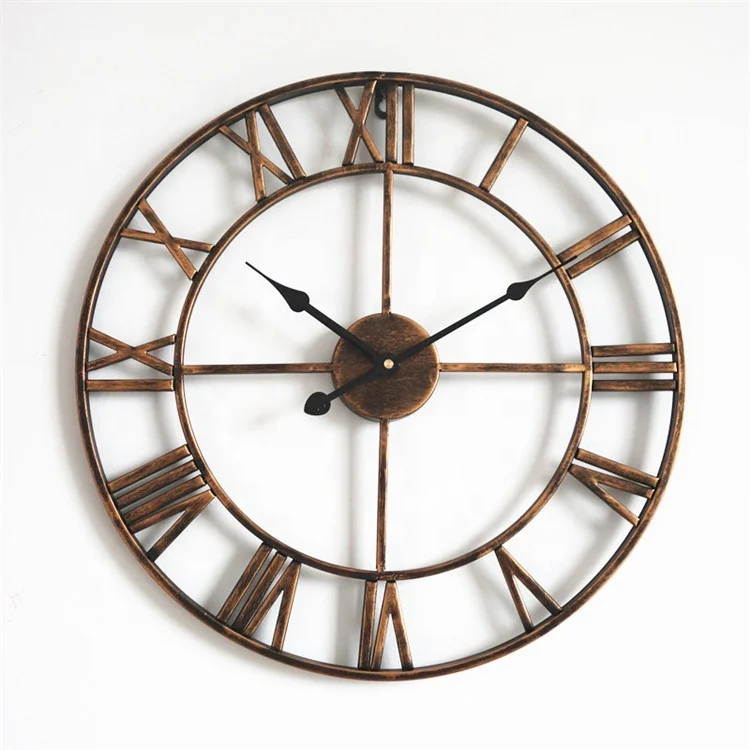 

18' Iron Roman Numbers Medium Size Vintage Gold Copper Metal Wall Decorative Clock