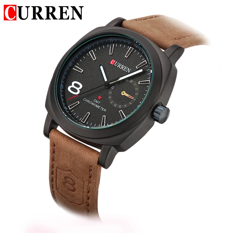

Curren brand men watch casual military sport quartz wristwatch leather cock watches 8139