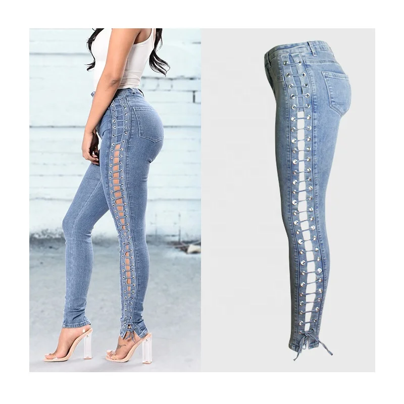 

Hot Sexy Skinny Girls Tight High Waist Stretch Pants Jeans Women, Blue or customized