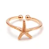 925 Sterling Silver Dainty Rose Gold Plated Open Starfish Finger Rings