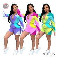 

9041315 Women summer sexy contrasting color stitched sunscreen adult jumpsuits rompers 2020 women