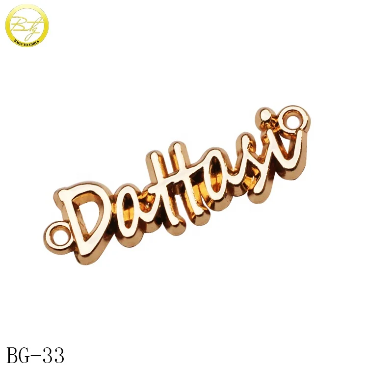 

Garment accessory metal letter name tag designer 3d logo metal label for scarf, Gold/nickle/gunmetal etc