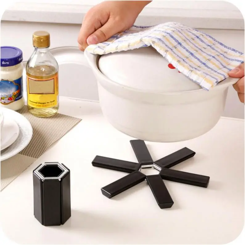 

Folding Design Non-Slip Heat Resistant Mat Plastic Pan Pad Bowl Dish Cup Coaster Cushion Placemat Pot Holder Kitchen Tool