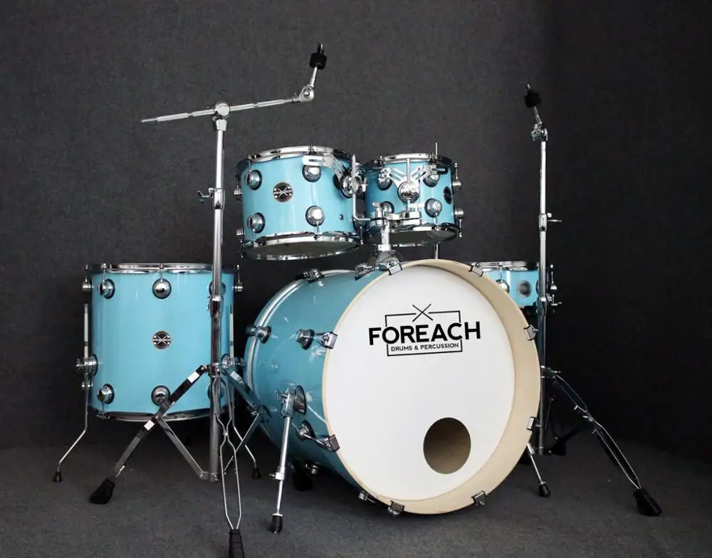
Hot Sale FOREACH Wrapped Acoustic Drum Set Drum Kit 